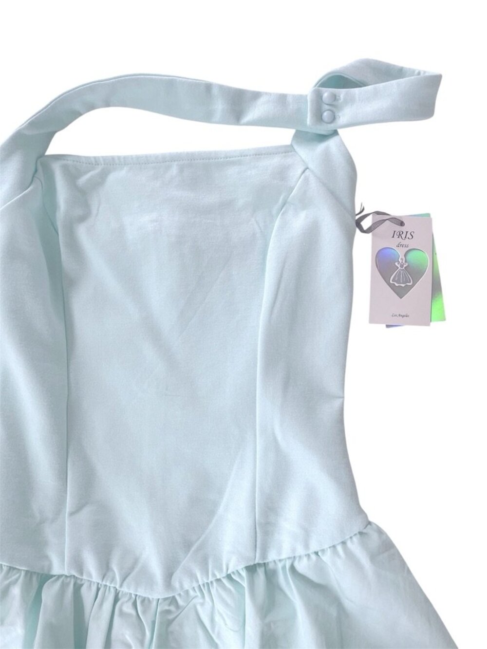 New Iris Pale Blue Micro Mini Halter Bubble Dress in size Small - Picture 3 of 4